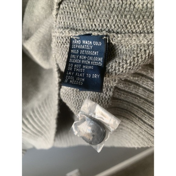 Ralph Lauren Gray XXL Turtleneck Sweater Heavy Knit Cotton Button Long Sleeve - Picture 3 of 4